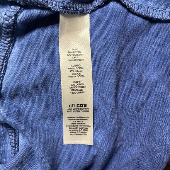 Chico's Zenergy Jacket NWT Size 2 (Large) Becca Kings Navy Washed Crochet Zip - Picture 5 of 7